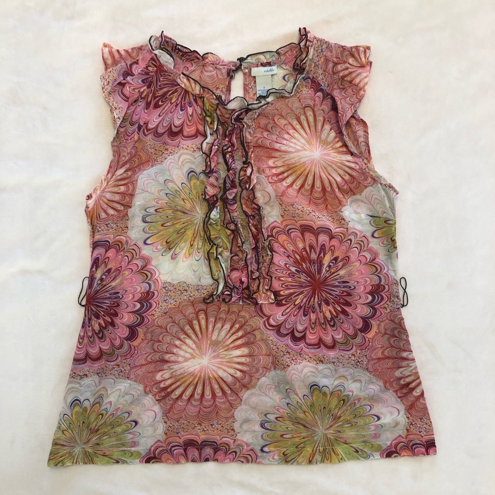 Anthro odille Shoofly top, cotton/silk woven.